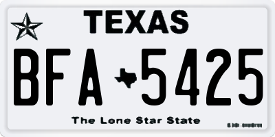 TX license plate BFA5425