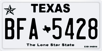 TX license plate BFA5428