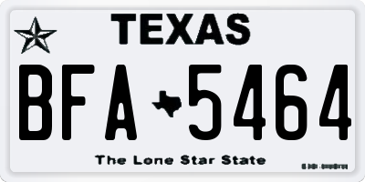 TX license plate BFA5464