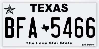 TX license plate BFA5466