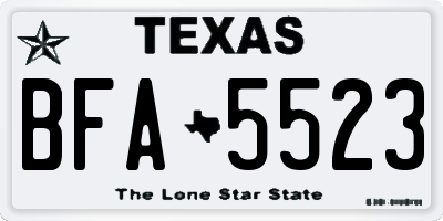 TX license plate BFA5523