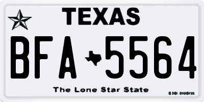 TX license plate BFA5564
