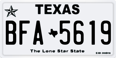 TX license plate BFA5619