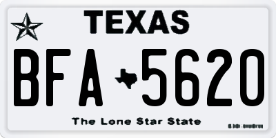 TX license plate BFA5620