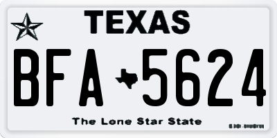 TX license plate BFA5624