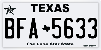 TX license plate BFA5633