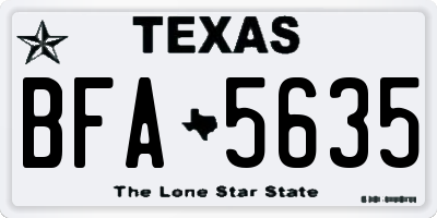 TX license plate BFA5635