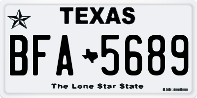 TX license plate BFA5689