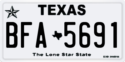TX license plate BFA5691