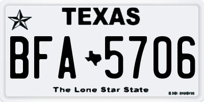 TX license plate BFA5706