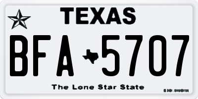 TX license plate BFA5707