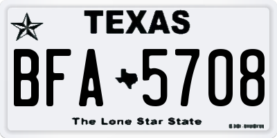 TX license plate BFA5708