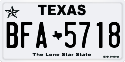 TX license plate BFA5718