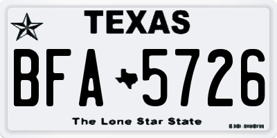 TX license plate BFA5726