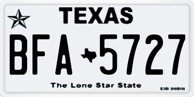 TX license plate BFA5727