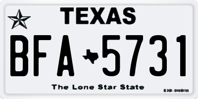 TX license plate BFA5731