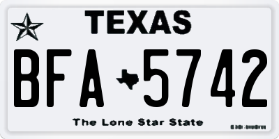 TX license plate BFA5742