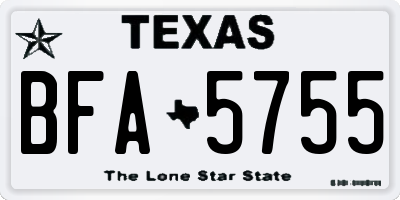 TX license plate BFA5755