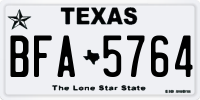 TX license plate BFA5764