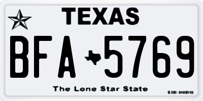 TX license plate BFA5769