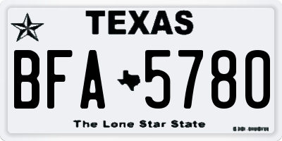 TX license plate BFA5780