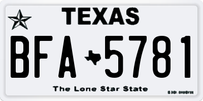 TX license plate BFA5781