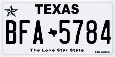 TX license plate BFA5784