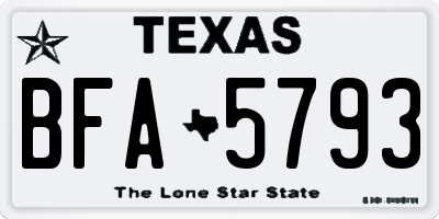 TX license plate BFA5793