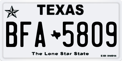 TX license plate BFA5809