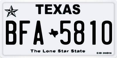 TX license plate BFA5810