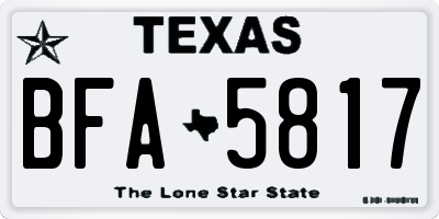 TX license plate BFA5817