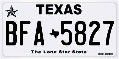 TX license plate BFA5827