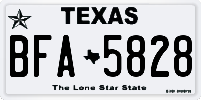 TX license plate BFA5828
