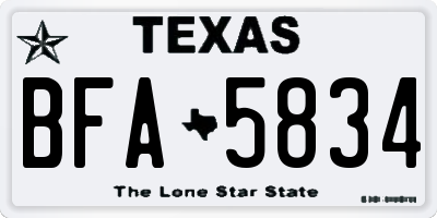 TX license plate BFA5834