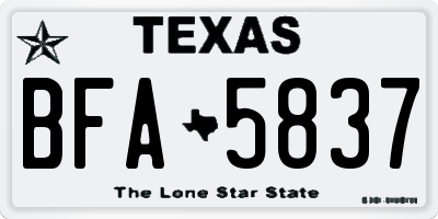 TX license plate BFA5837