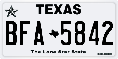 TX license plate BFA5842