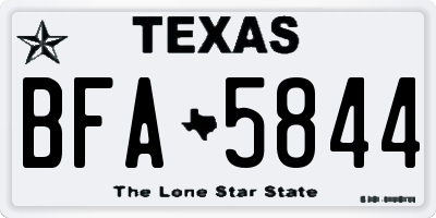 TX license plate BFA5844