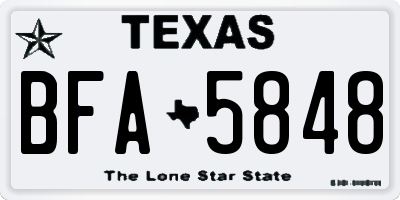 TX license plate BFA5848