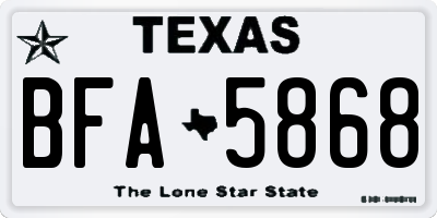 TX license plate BFA5868