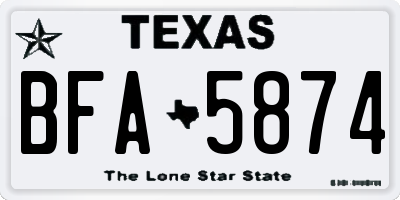 TX license plate BFA5874