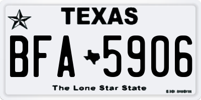 TX license plate BFA5906