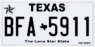 TX license plate BFA5911