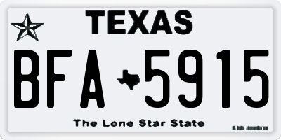 TX license plate BFA5915