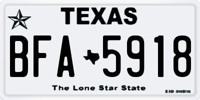 TX license plate BFA5918