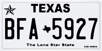 TX license plate BFA5927