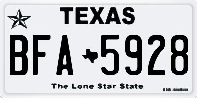TX license plate BFA5928