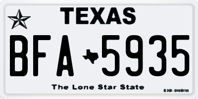 TX license plate BFA5935
