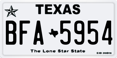 TX license plate BFA5954