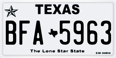 TX license plate BFA5963