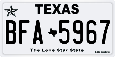 TX license plate BFA5967